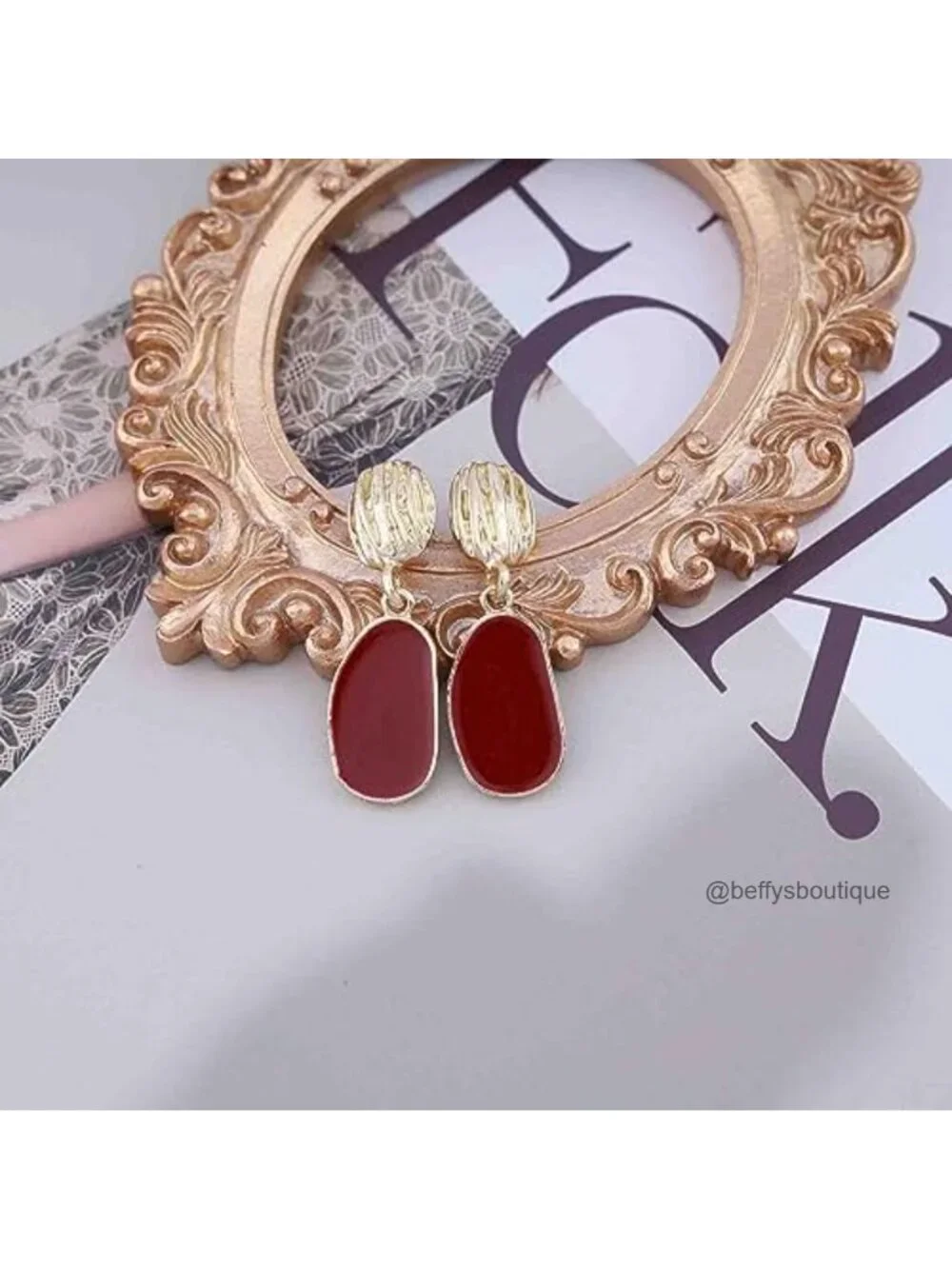 Enamel Oval Dangle Earrings Hammered Disc Stud
